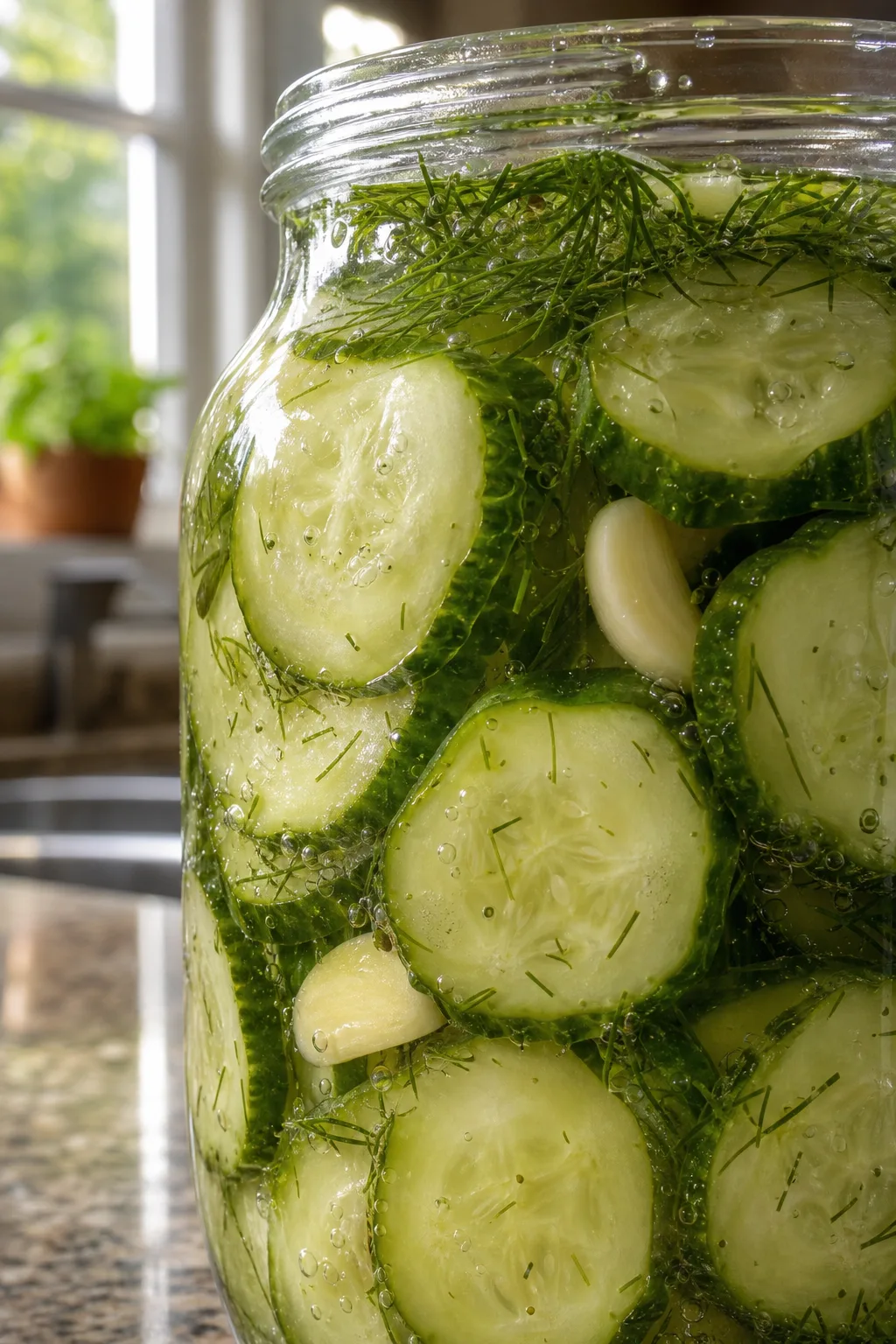 Quick and Tangy Refrigerator Pickles with Fresh Dill and Garlic