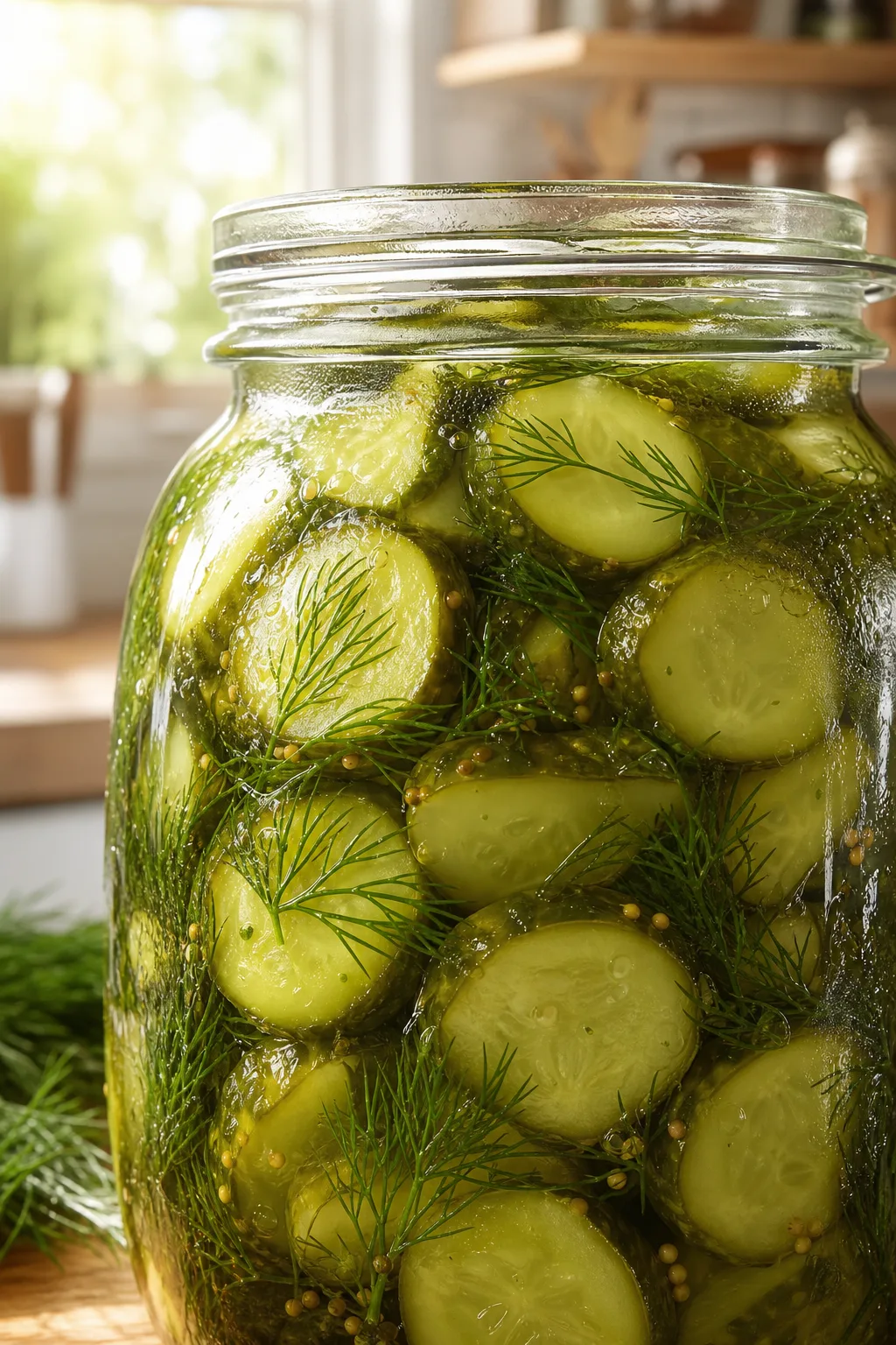 Easy Refrigerator Dill Pickles with Fresh Dill and Mustard Seeds