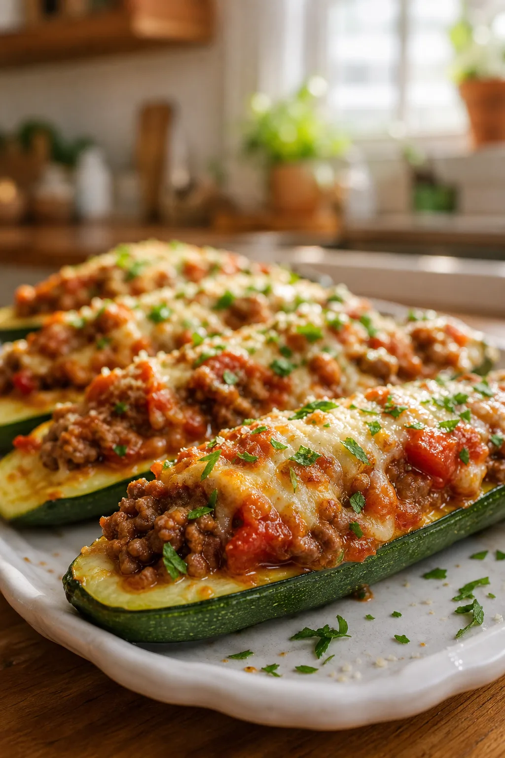 Cozy Stuffed Zucchini Boats with Ground Beef and Fresh Herbs