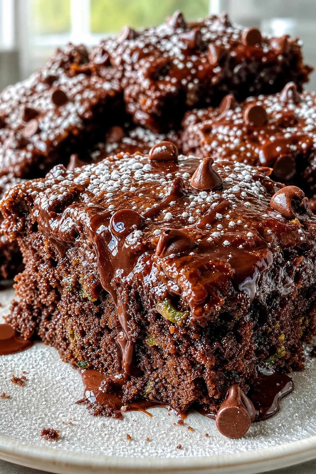 Moist Chocolate Zucchini Cake with Melty Chocolate Chips for Every Bite