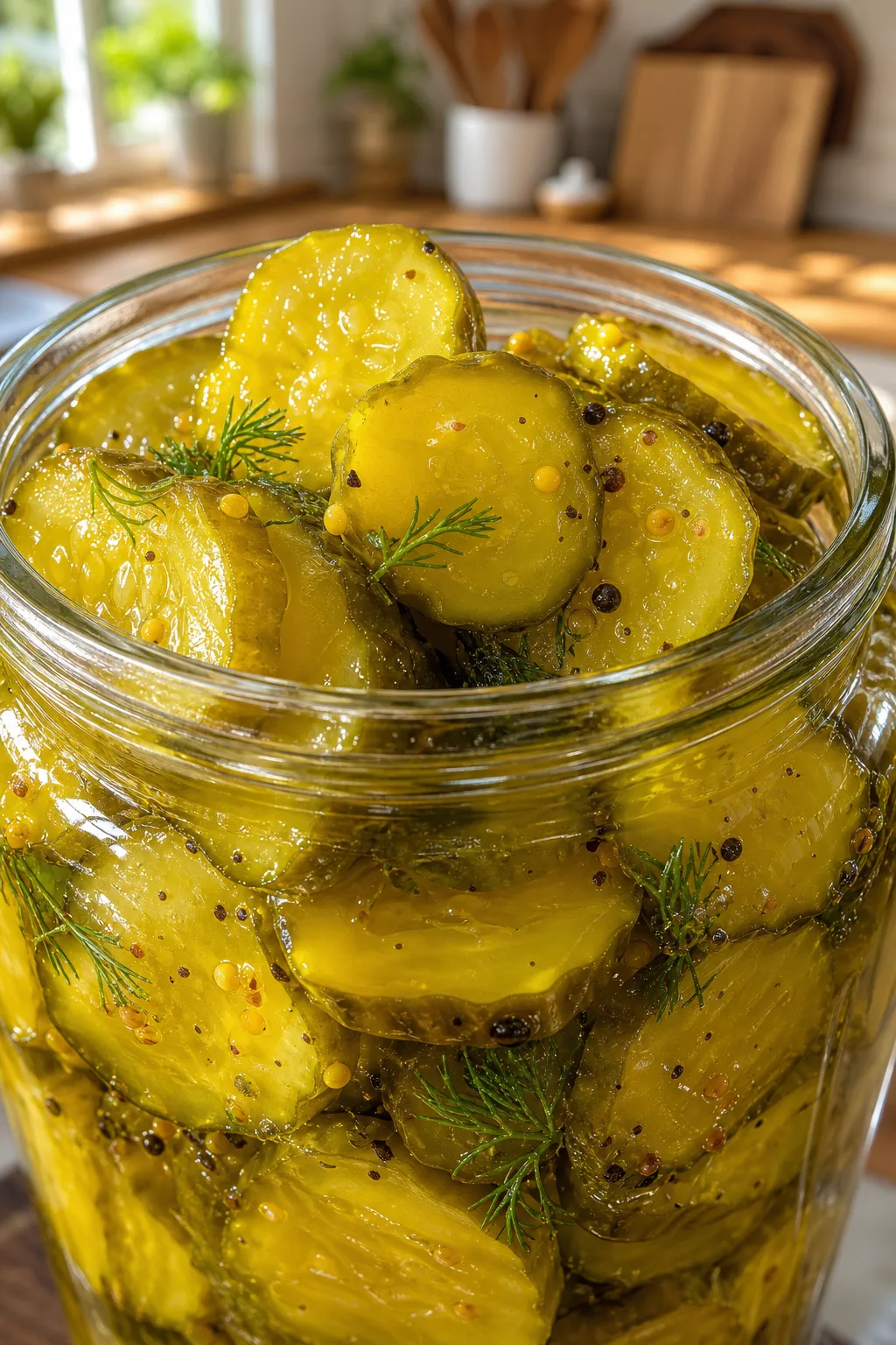 Quick and Tangy Bread and Butter Pickles with a Mustard Seed Kick